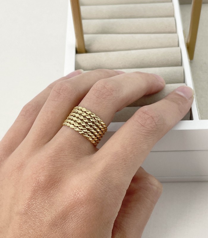 Bague tressée - Acier chirurgical - Actuel Diffusion - Grossiste de bijoux