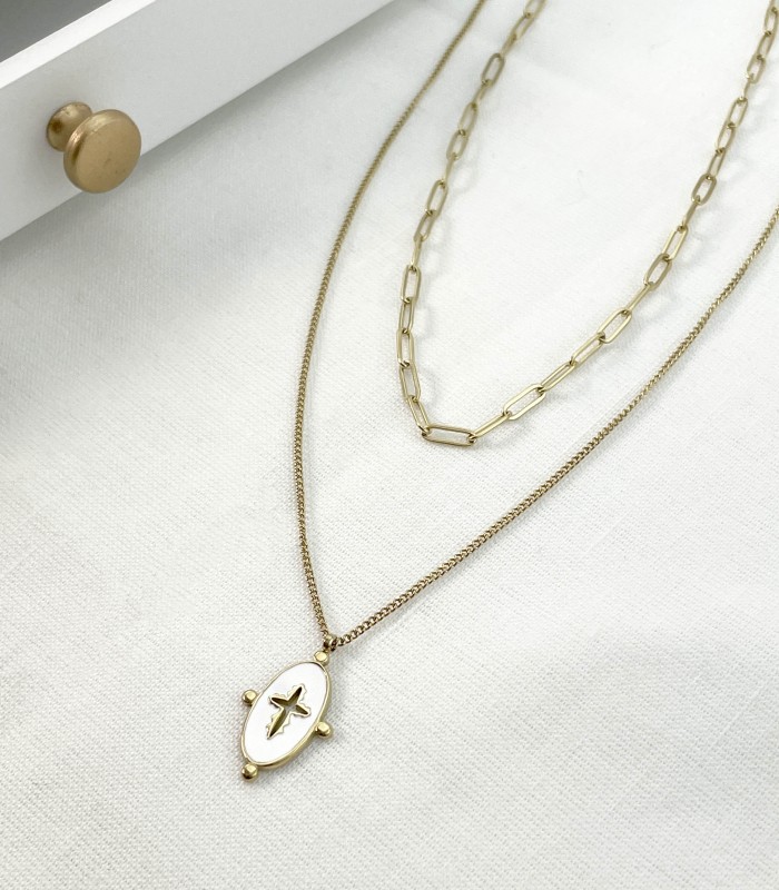 Collier croix - Acier chirurgical  - Grossiste de bijoux - Actuel Diffusion
