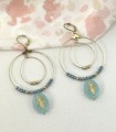 Boucles d'oreilles fantaisie - Doubles anneaux et perles colorés