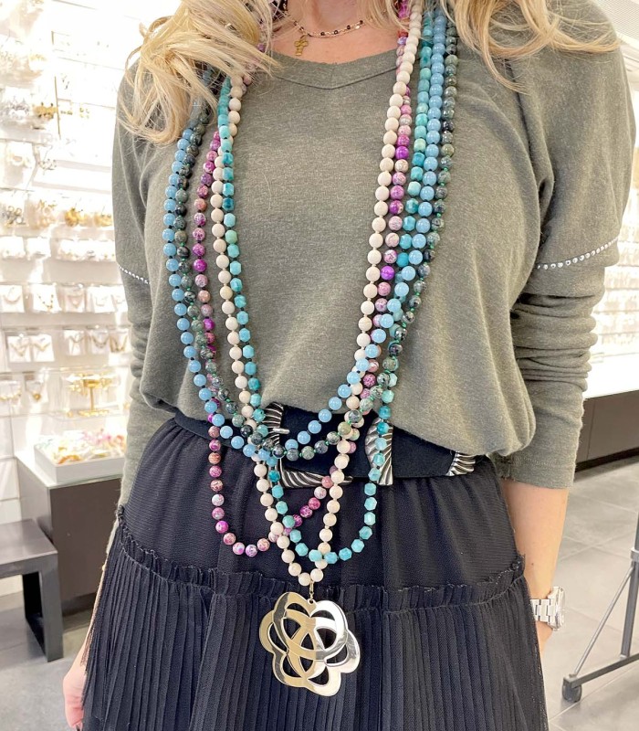 Améthyste à facettes - 105 cm - Colliers pierres naturelles à noeuds
