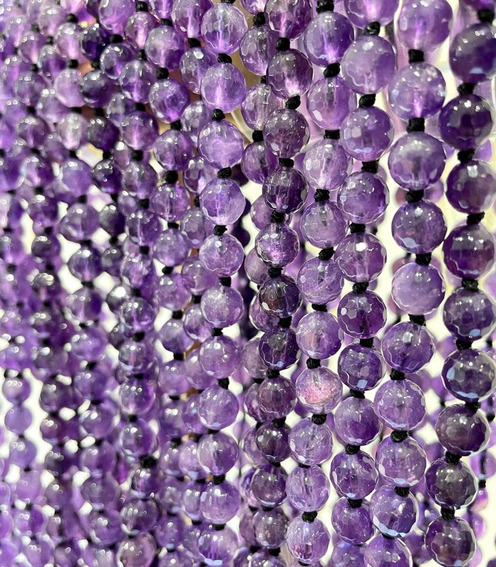 Grossiste en colliers pierres naturelles à noeuds - Améthyste