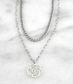 Collier - Multi-rangs Pendentif Rose