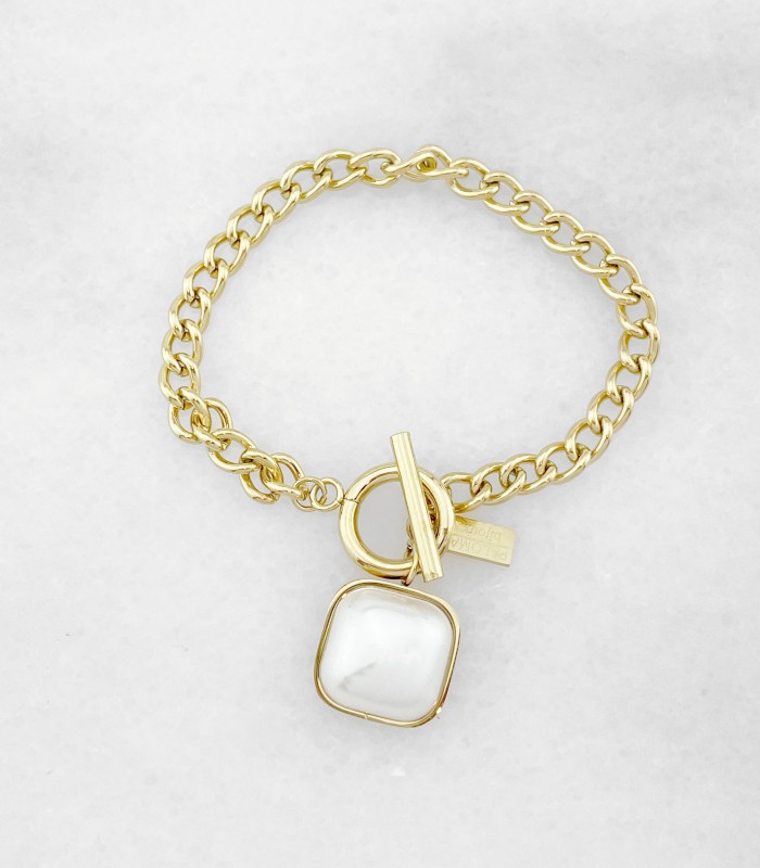 Bracelet fermoir, pendentif nacré - Acier chirurgical - Actuel Diffusion