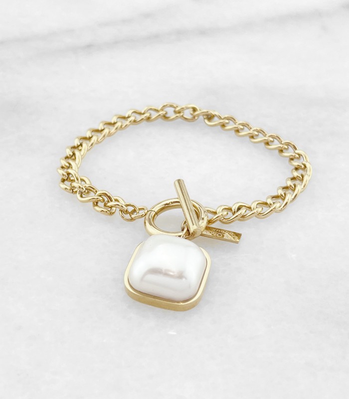 Bracelet fermoir, pendentif nacré - Acier chirurgical - Actuel Diffusion