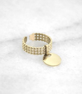 Bague breloque - Monture perlée - Actuel Diffusion - Grossiste de bijoux fantaisie - tendance 2022 - Fournisseur bijoux