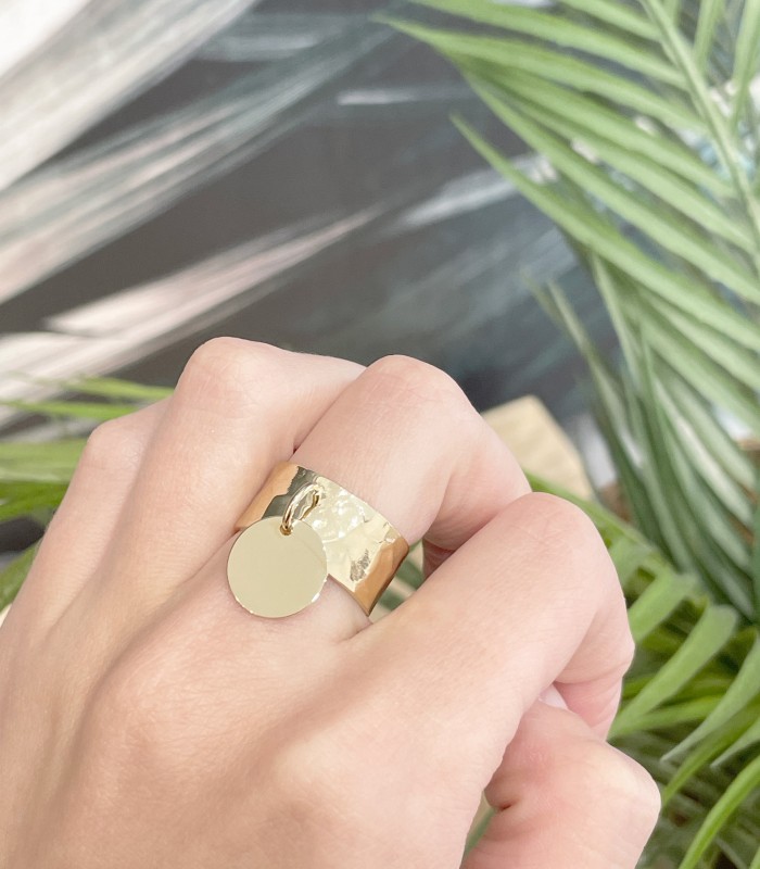 Bague breloque - Martelé - Acier