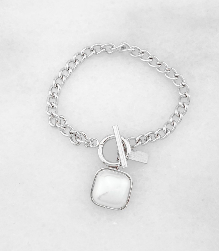 Bracelet fermoir, pendentif nacré - Acier chirurgical - Actuel Diffusion