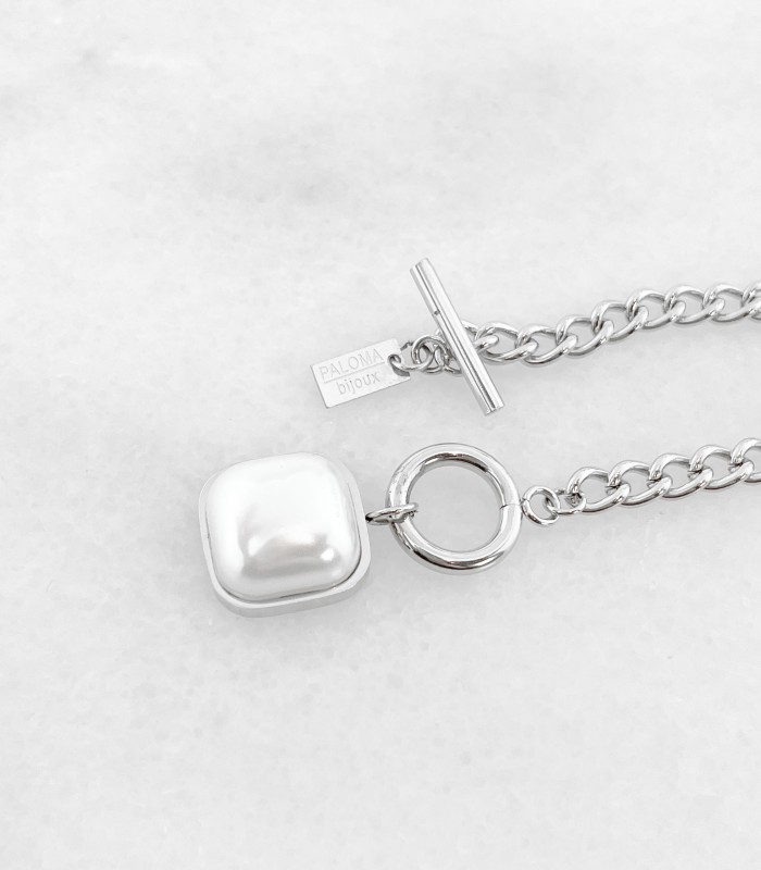 Bracelet fermoir, pendentif nacré - Acier chirurgical - Actuel Diffusion