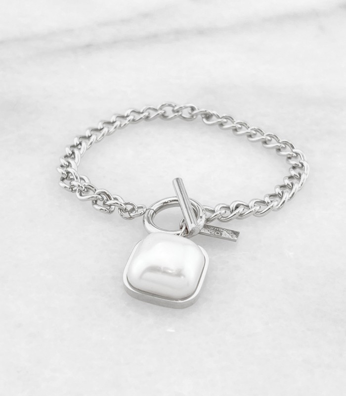 Bracelet fermoir, pendentif nacré - Acier chirurgical - Actuel Diffusion