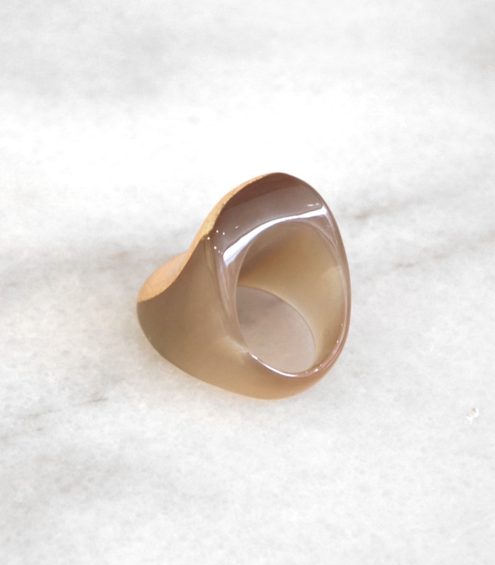 Bague en corne - dorée à la feuille d'or - dorée à la feuille d'or