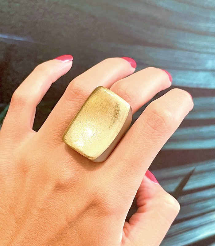 Bague en corne - dorée à la feuille d'or - grossiste