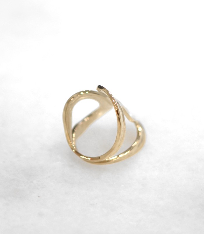 Bague asymétrique - acier inoxydable u doré à l'or fin 18k