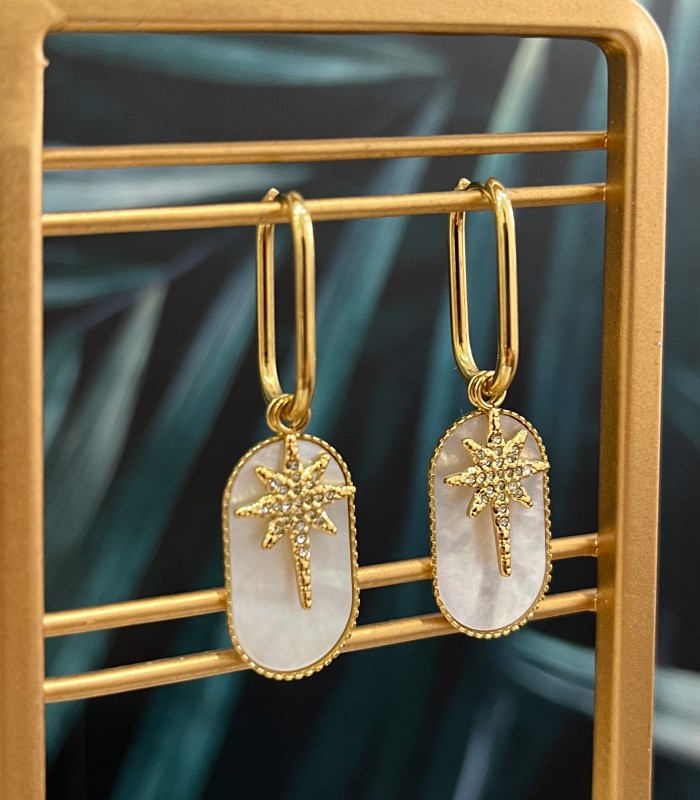 Boucles - Mother of Pearl et Zircons