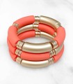 Bracelet tube acrylique sur élastique - Doré & orange
