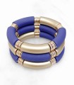 Bracelet tube acrylique sur élastique - Doré & bleu roi