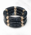Bracelet tube acrylique sur élastique - Marbré noir