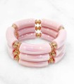 Bracelet tube acrylique sur élastique - Rose clair