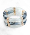 Bracelet tube acrylique sur élastique - Marbré bleu