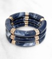 Bracelet tube acrylique sur élastique - Bleu foncé