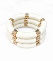 Bracelet tube acrylique sur élastique - Crème