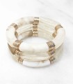 Bracelet tube acrylique sur élastique - Beige
