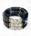 Bracelet tube acrylique sur élastique - Noir & perles