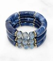 Bracelet tube acrylique sur élastique - Bleu & perles
