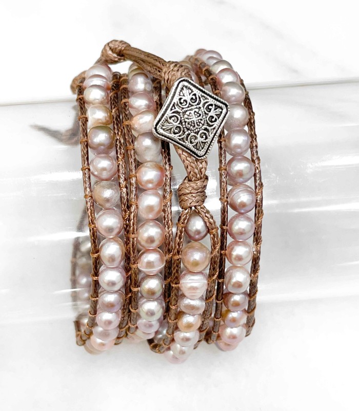 Bracelet multi-rangs perles d'eau douce - actuel diffusion - grossiste