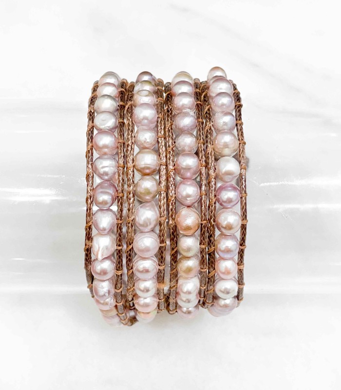Bracelet multi-rangs perles d'eau douce