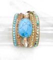 Bracelet multi-rangs pierres naturelles - Turquoise