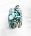Bracelet multi-rangs pierres naturelles - Turquoise