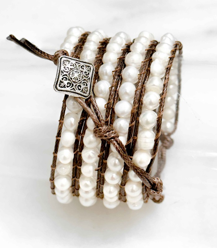Bracelet multi-rangs perles d'eau douce - Actuel Diffusion - grossiste et créateur de bijoux 2023 - fournisseur