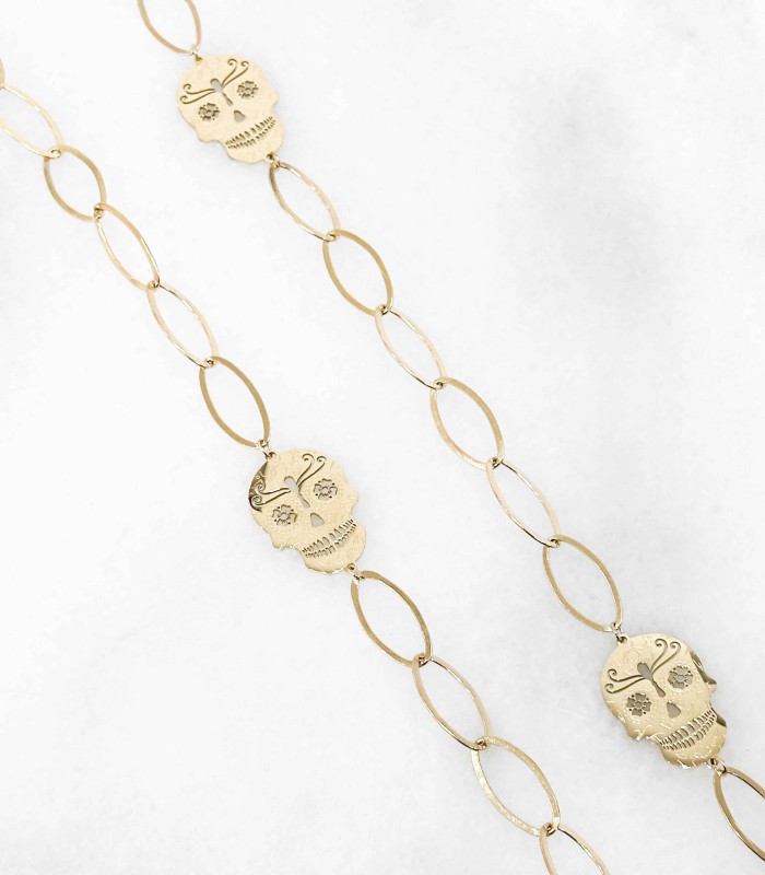 Collier maillons têtes de mort - Acier 316L - Actuel diffusion - grossiste et créateur de bijoux - nouveauté 2023