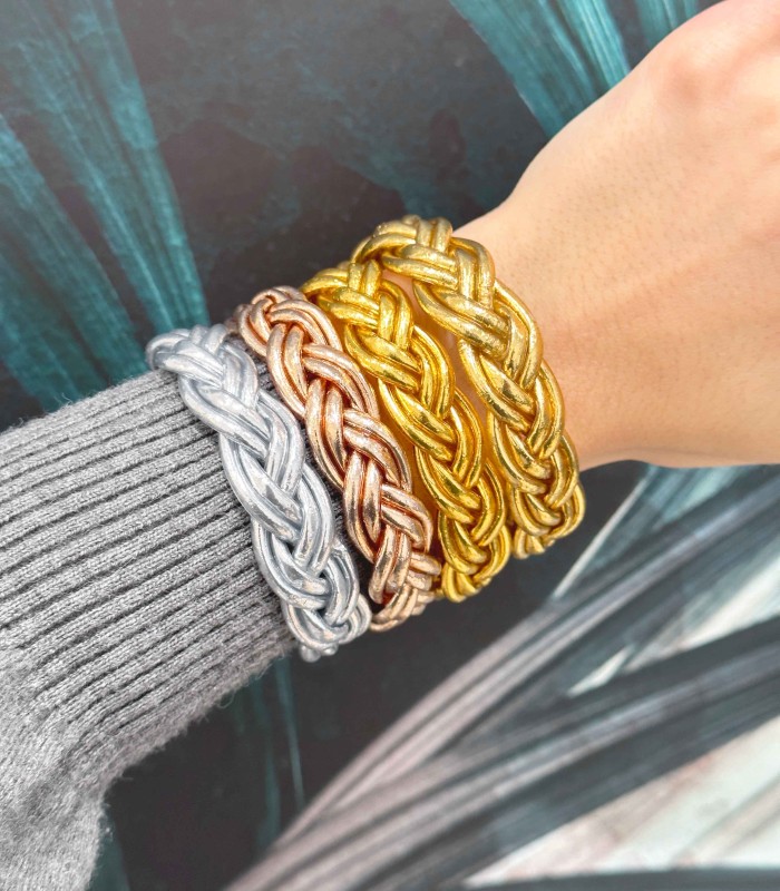 Bracelet Bouddhiste véritable double tressé - Champagne