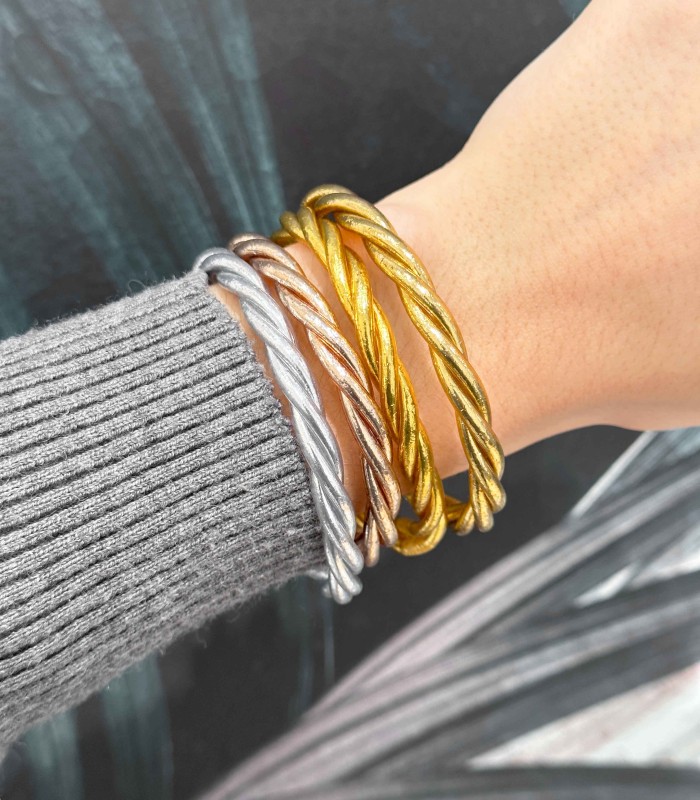 Bracelet Bouddhiste véritable torsadé - Champagne