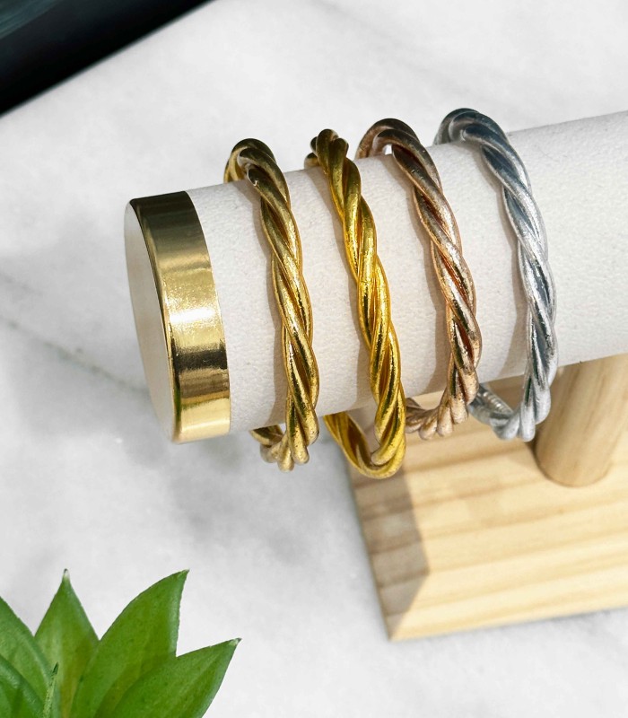 Bracelet Bouddhiste véritable torsadé - Champagne