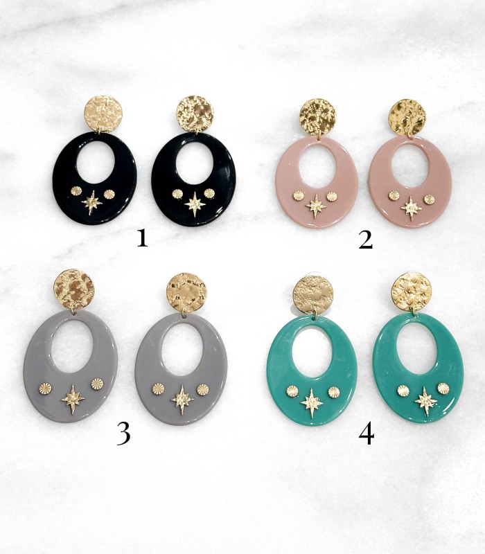 Boucles D'oreilles Pendantes Acrylique Et Acétate - Multicolores, Dormeuses, Neuves