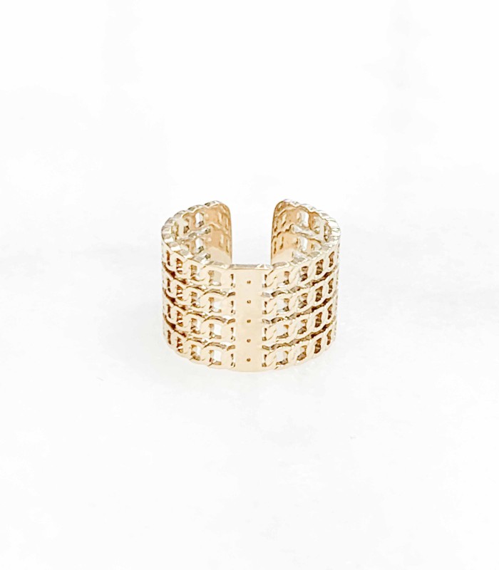 Bague large détail chaîne en acier inoxydable  - Actuel diffusion - Grossiste et créateur de bijoux fantaisies - Tendance - 2023