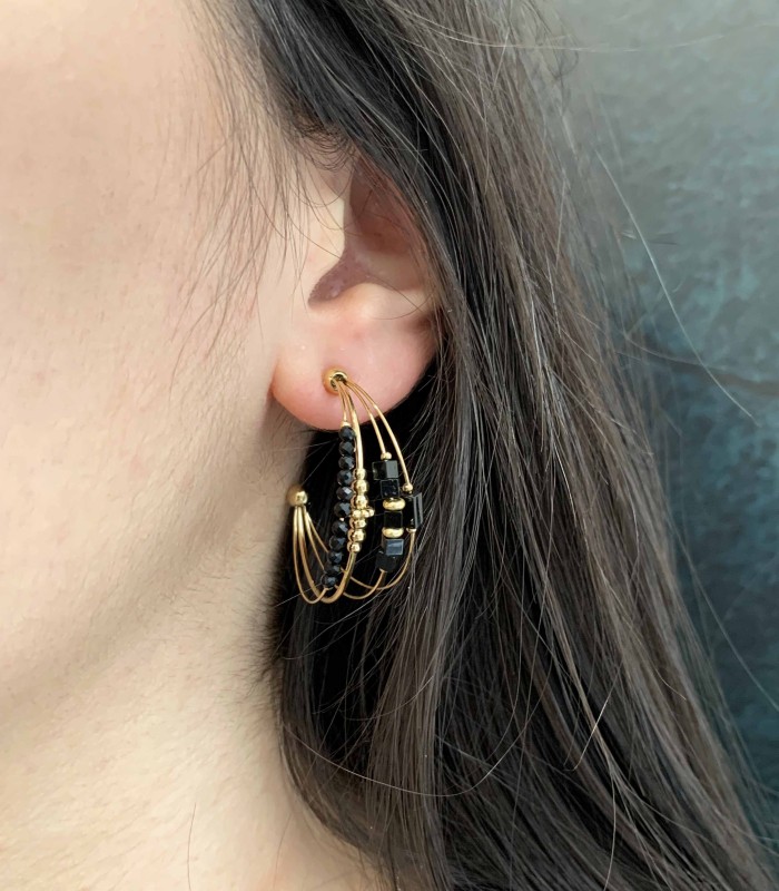 Créoles en acier inoxydable et pierres naturelles - Actuel Diffusion - Grossiste et créateur de bijoux - 2023