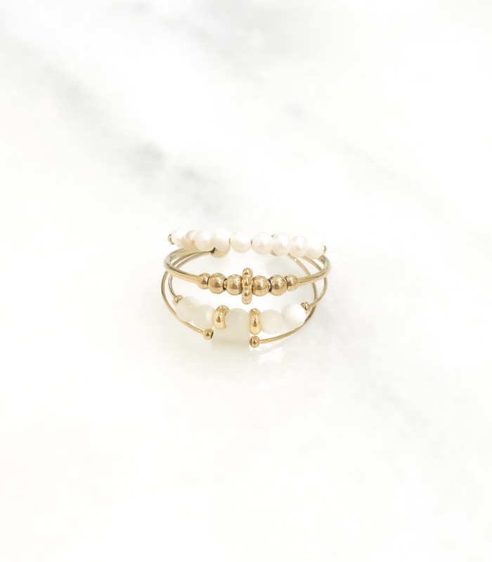 Bague multi-rangs pierres naturelles