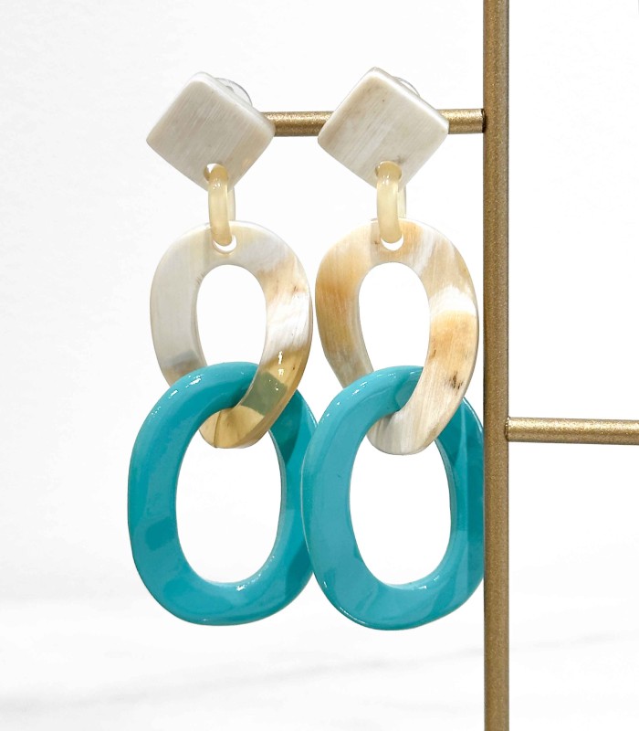 Boucles d'oreilles en corne véritable - Actuel Diffusion - grossiste et créateur de bijoux fantaisie - Bijoux en corne grossiste