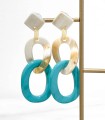 Boucles d'oreilles longues en corne véritable - Turquoise