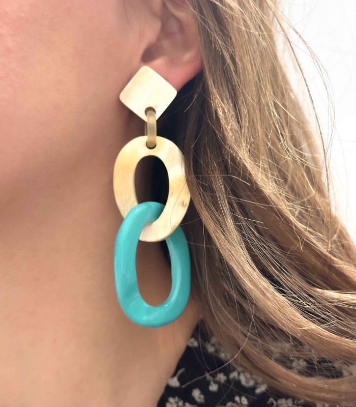 Boucles d'oreilles en corne véritable - Actuel Diffusion - grossiste et créateur de bijoux fantaisie - Bijoux en corne grossiste