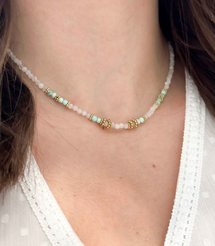 Colliers perles naturelles - Acier inoxydable - Modèle 2