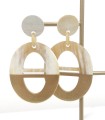 Boucles d'oreilles longues en corne véritable - Feuilles d'or