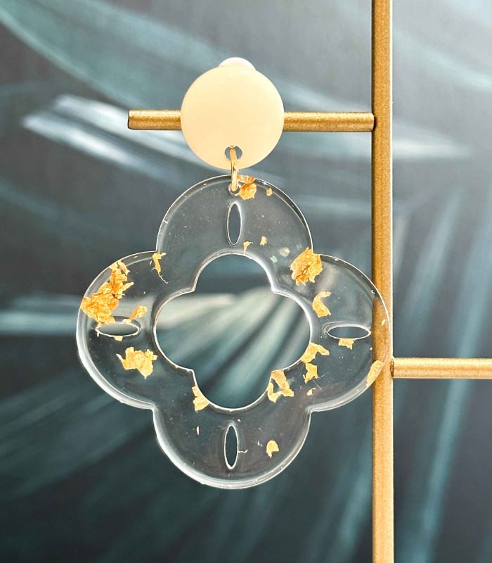 Boucles d'oreilles en acrylique & feuilles d'or