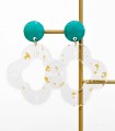 Boucles d'oreilles en acrylique & feuilles d'or - Turquoise