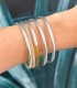 Bracelet fin en corne véritable - Feuilles d'argent - Vendu à l'unité
