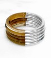 Bracelet en corne véritable - Feuilles d'argent - Vendu à l'unité