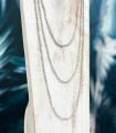 Sautoir en perles de cristal teinté - Longueur 2m50 - Gris